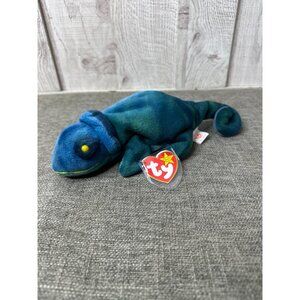 Ty Beanie Baby Rainbow Dark Blue Chameleon Plush Toy 1997 Collectible